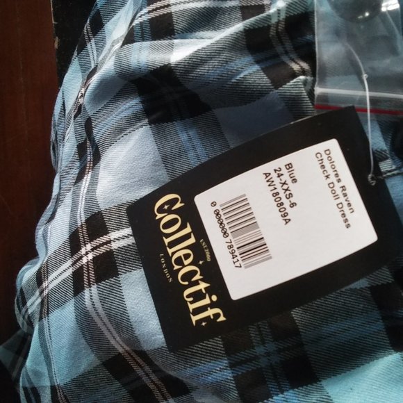 Collectif Blue Plaid Dolores Doll Dress - Picture 4 of 7